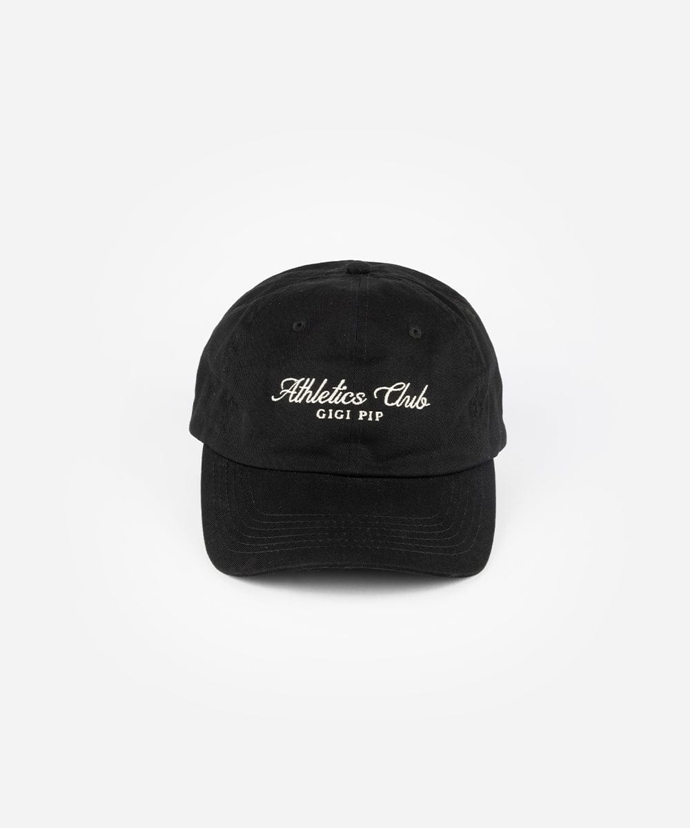 A black cap with white 'Athletics Club' text on a white background #color_black
