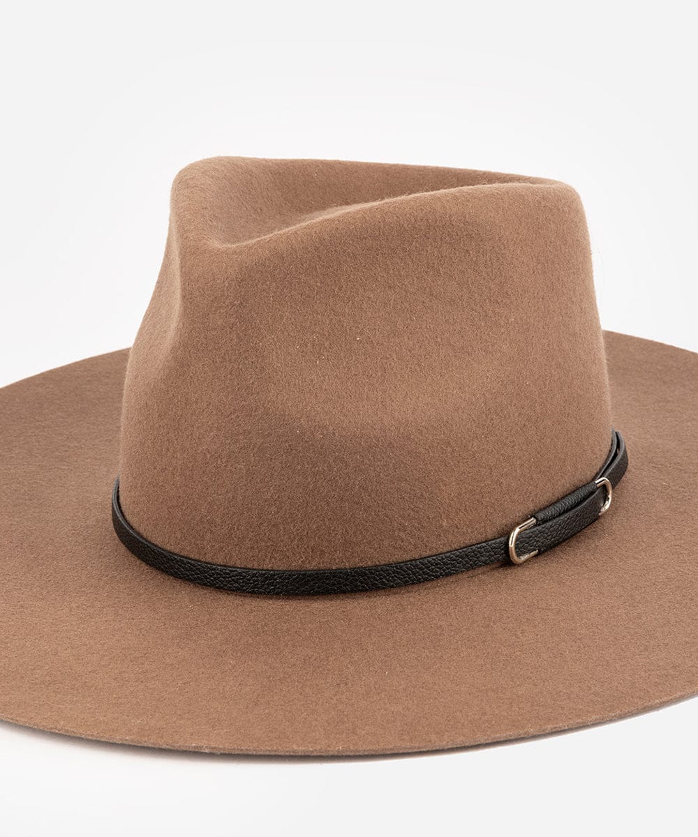 Brown fedora hat with a black band on a white background #color_black - silver