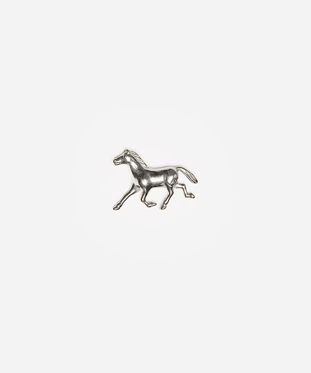 Silver horse pin on a white background #color_silver