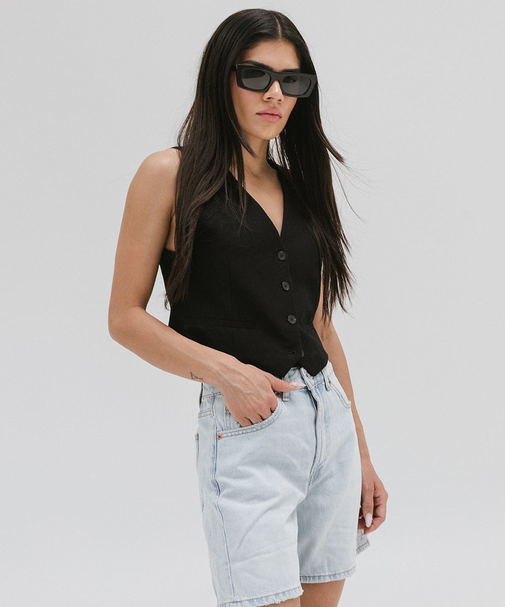 Jackie Rectangle Sunglasses - GIGI PIP #color_black