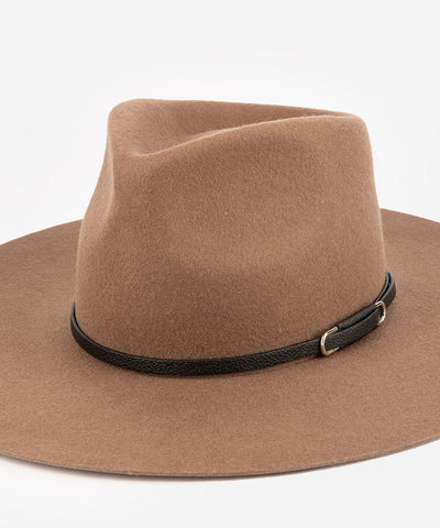 Brown fedora hat with a black band on a white background #color_black - silver