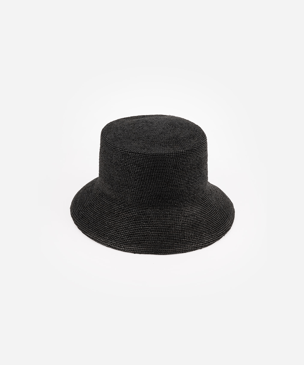 Black packable bucket hat on a white background #color_black