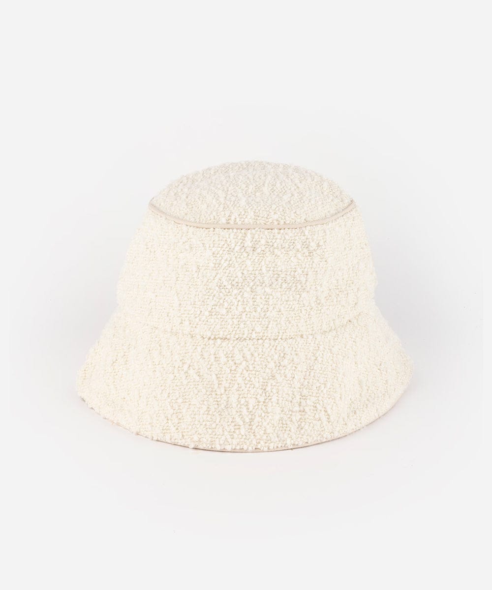 White textured bucket hat on a light gray background #color_white