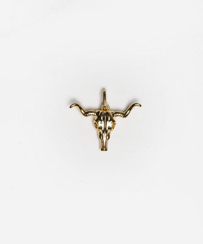 A gold longhorn hat charm on a white background #color_gold