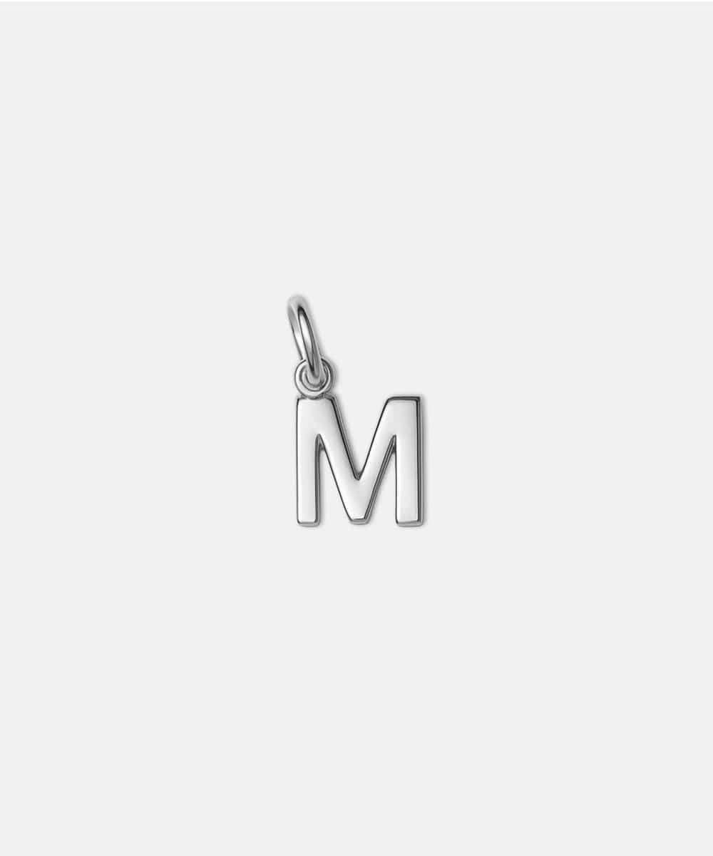 Silver letter 'M' hat charm on a white background #color_silver