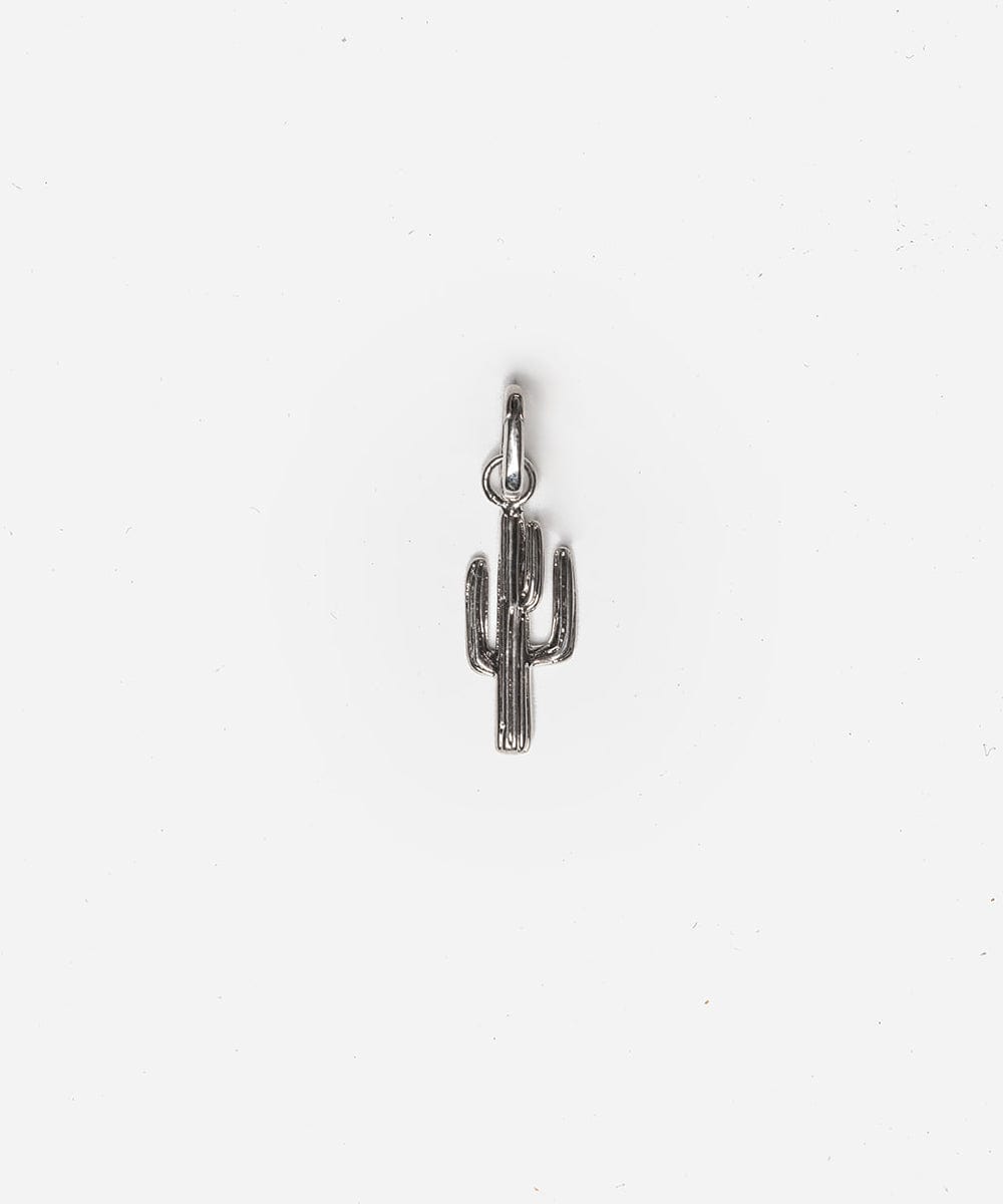 A silver cactus hat charm on a white background #color_silver
