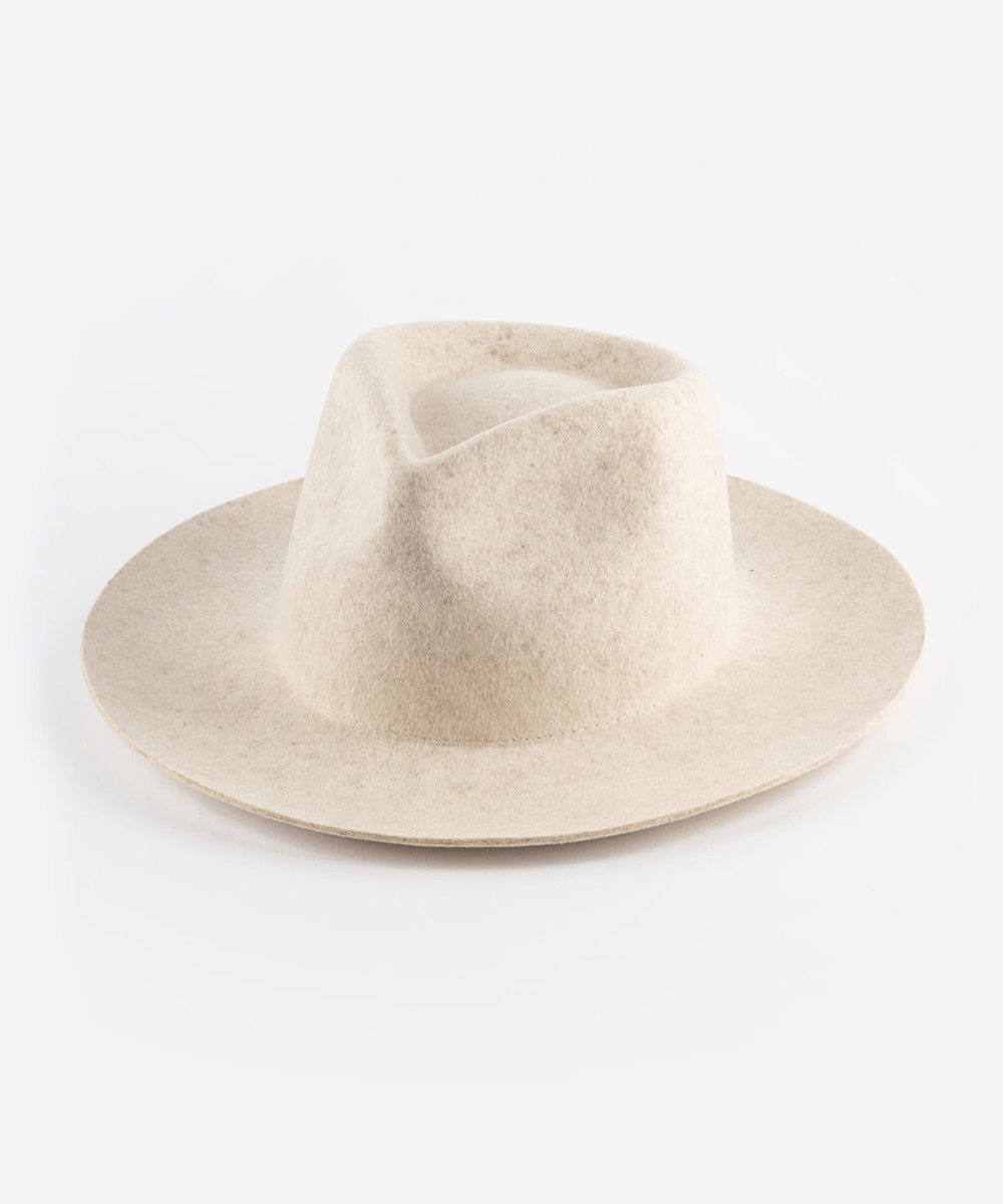 A mix ivory colored fedora hat on a plain background #color_mix ivory
