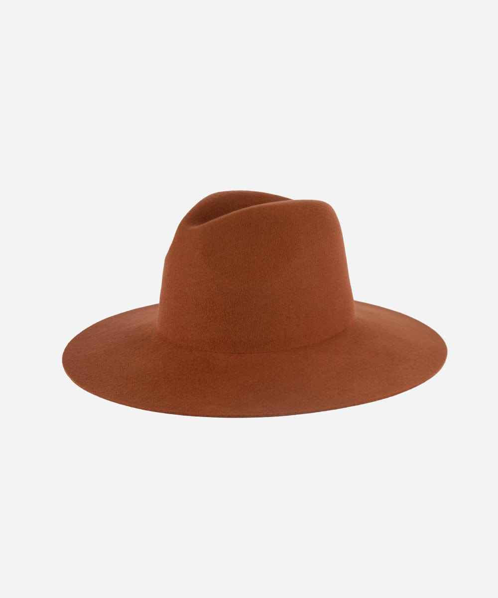 A terracotta colored wide brim hat on a white background #color_terracotta